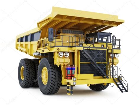 Large industrial mining dump truck on an isolated white background ...