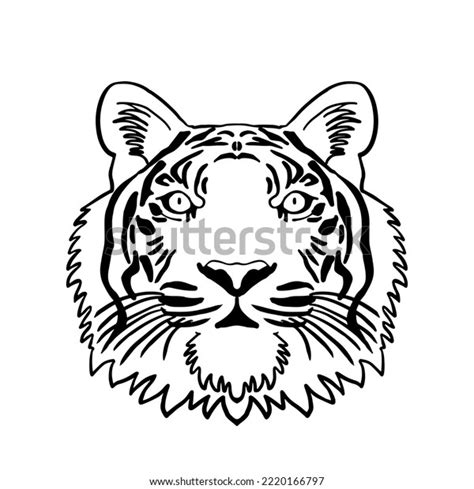 Black White Tiger Head Stock Vector (Royalty Free) 2220166797 ...