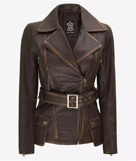 Brown Leather Vintage Womens Motorcycle Jacket In Australia