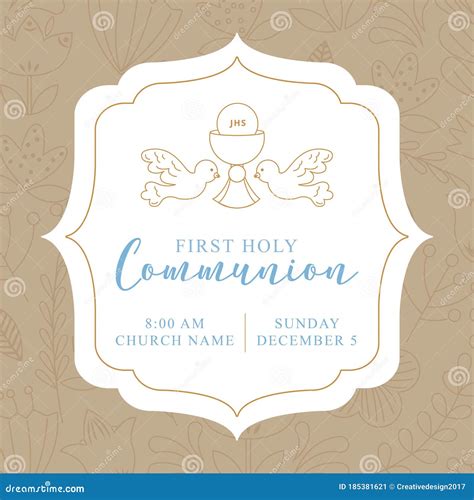 First Holy Communion Invitation. Vector Stock Vector - Illustration of crucifix, religion: 185381621