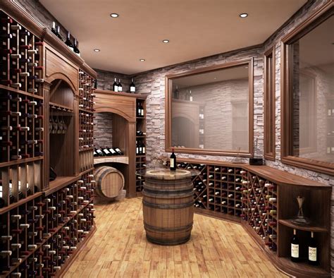 Custom traditional wine cellar - rustic stone & wood design