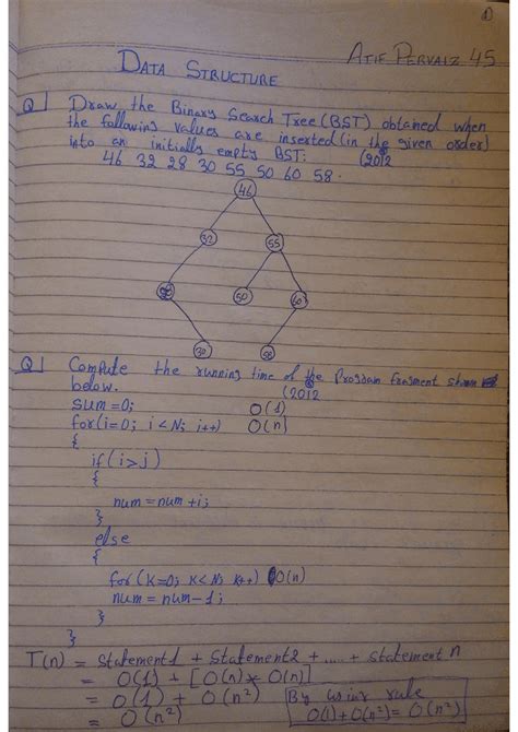 Past papers and notes | Exams Data Structures and Algorithms | Docsity