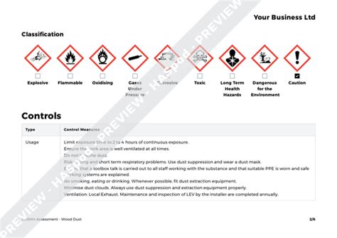 Wood Dust COSHH Assessment Template - HASpod