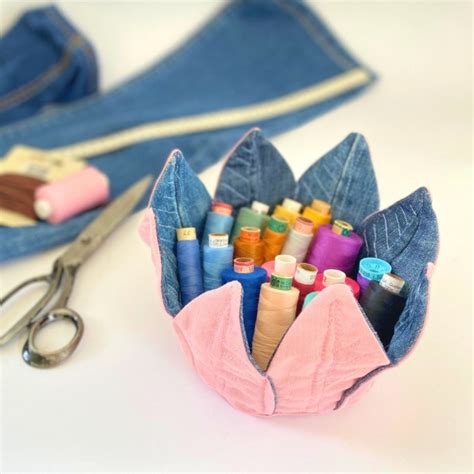 PDF Fabric basket sewing pattern and tutorial, sew basket in 3 sizes, easy sewing project