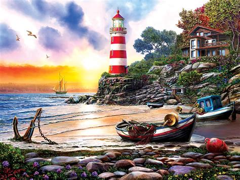 Sunsout Lighthouse Harbour 1000 Piece Jigsaw Puzzle