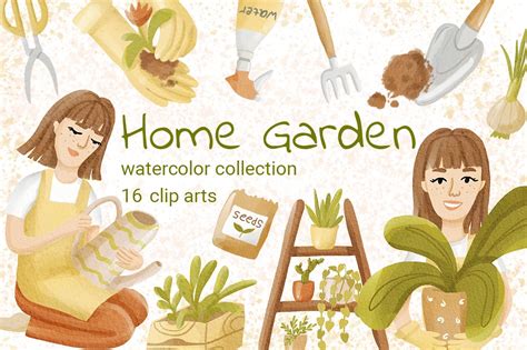 Watercolor Home Garden, Gardening | People Illustrations ~ Creative Market