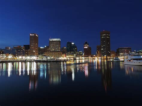 Baltimore Skyline at Dusk on the Inner Harbor Photograph by Cityscape ...