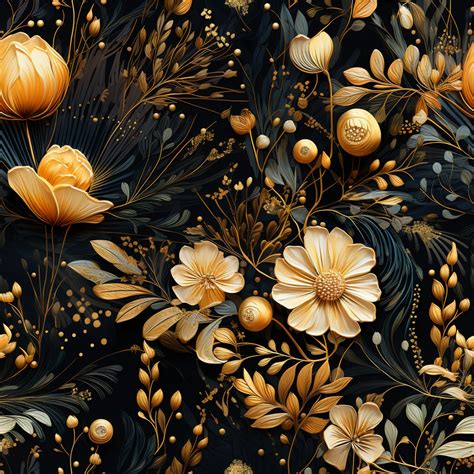 Black Gold Seamless Floral Art Free Stock Photo - Public Domain Pictures