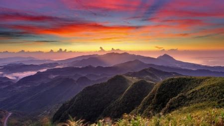 sunrise over mountain range - Sunsets & Nature Background Wallpapers on ...