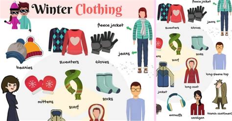 List of Winter Clothes Names with Pictures • 7ESL