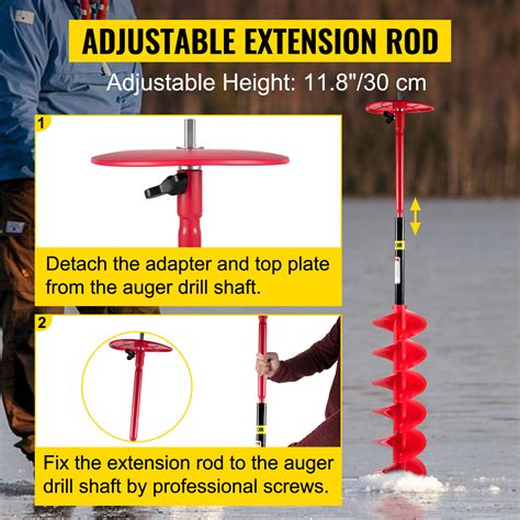 VEVOR Ice Drill Auger, 8'' Diameter 39'' Length Nylon Ice Auger, Auger ...