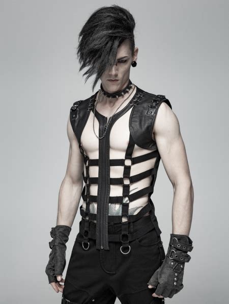 Black Gothic Punk Personality Skeleton Vest Top for Men - Devilnight.co.uk | Rave outfits men ...