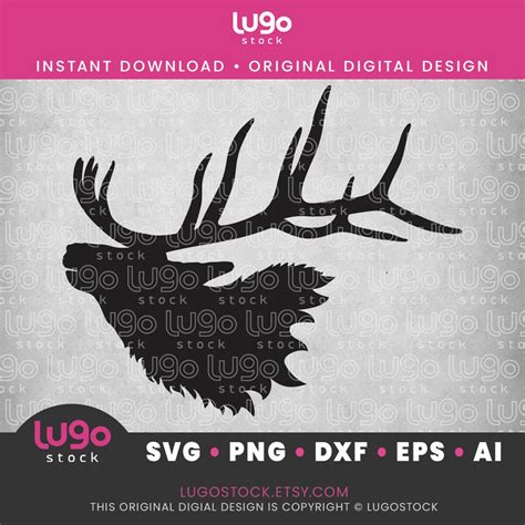 Bull Elk Silhouette Vector Clipart INSTANT DIGITAL DOWNLOAD Svg Png Dxf ...