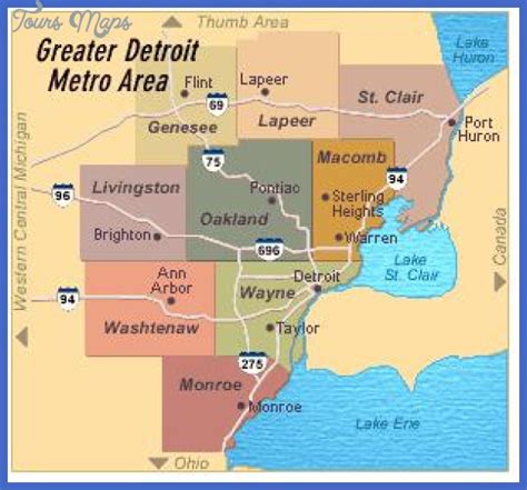 Detroit Metro Map - ToursMaps.com