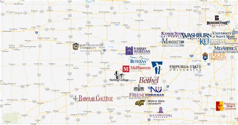 Colleges in Kansas Map | Kansas map, Map, Kansas