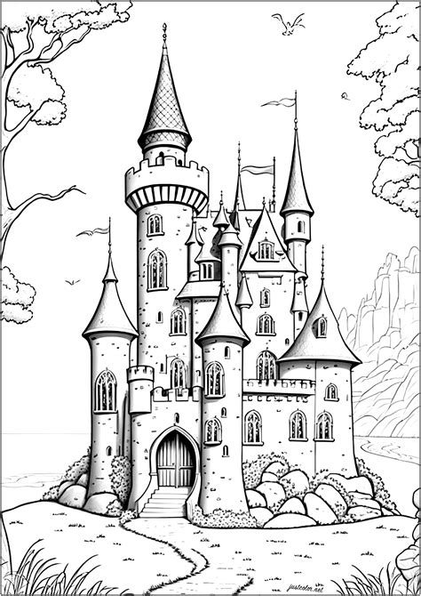 A castle straight out of a fairy tale - Fairy tale Coloring Pages for Adults