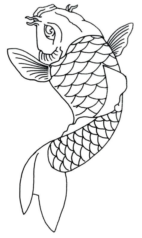 Koi Fish Drawing Outline at PaintingValley.com | Explore collection of ...