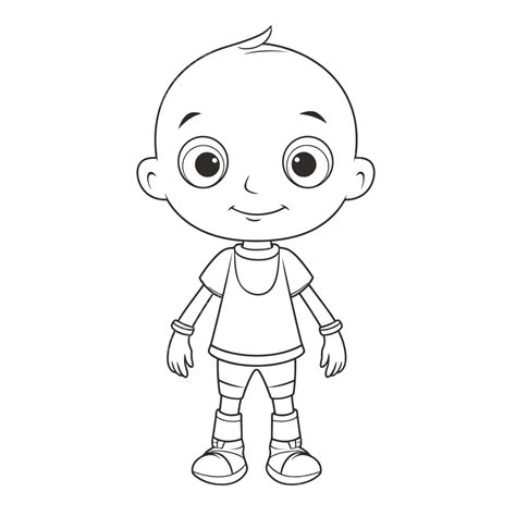 Kid Cartoon Style Coloring Page For Kids With Arm And Leg For Free Outline Sketch Drawing Vector ...