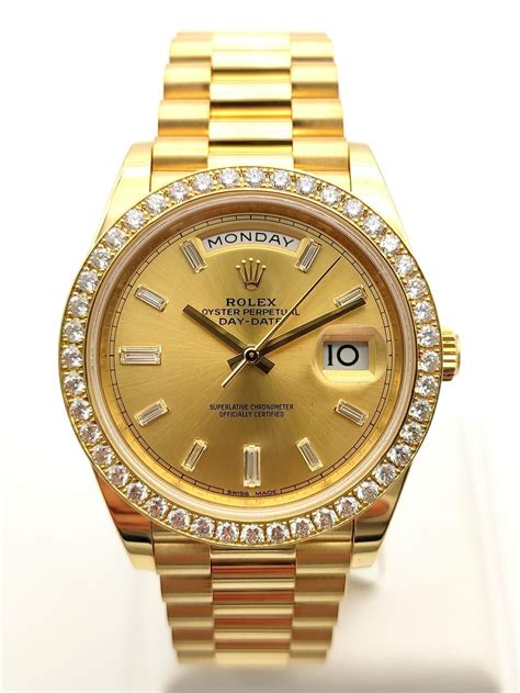 Rolex - Day Date 40 - 18ct Yellow Gold - Baguette Diamond Dial - Custom ...