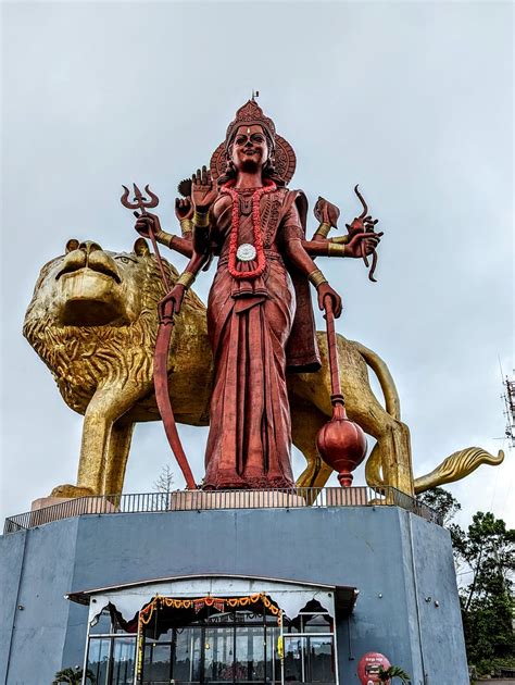 Durga Mata statue at Grand Bassin Temple - No Home Just Roam