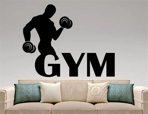 Aliexpress.com : Buy Black Vinyl Gym Wall Decal Fitness Wall Stickers ...