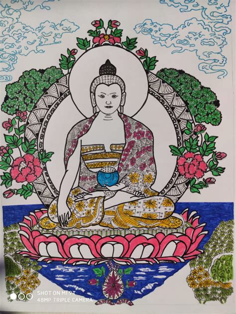 Happy Buddha Painting Original Art Ink on Paper Wall Art - Etsy