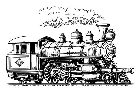 Steam Train Clip Art Black And White