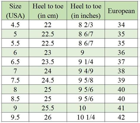 Dance Shoe Size Chart - Greenbushfarm.com