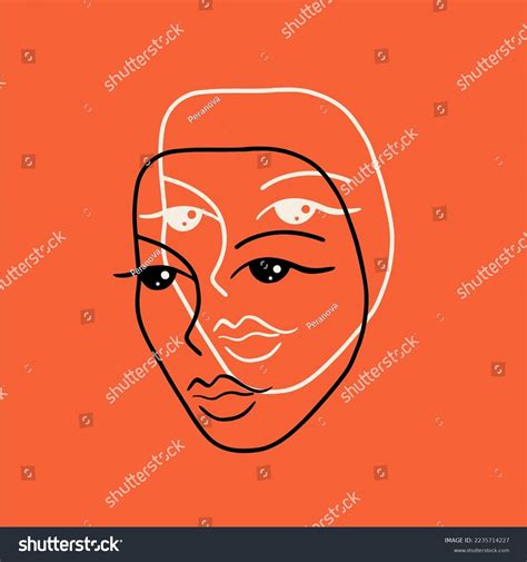 Linear Drawing Female Face Twins Split Stock Vector (Royalty Free) 2235714227 | Shutterstock