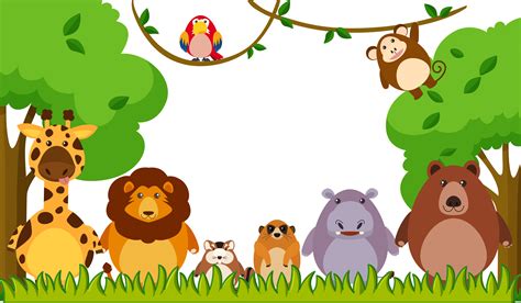 Background template with wild animals in park 447065 Vector Art at Vecteezy