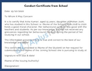 Conduct Certificate | Format, Samples and How To Write Conduct ...