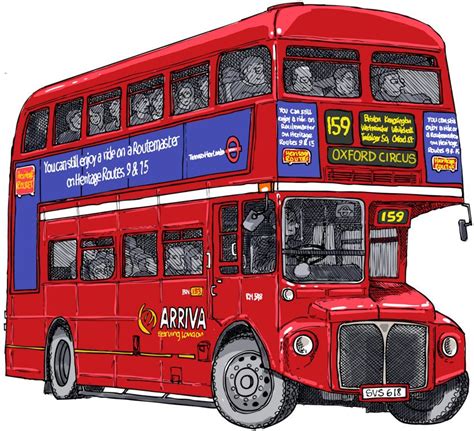 London Bus Scratchy Line and Colour illustration | London bus, Illustrators, Illustration