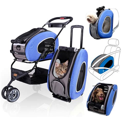 ibiyaya 5 in 1 Pet Carrier + Backpack + CarSeat + Pet Carrier Stroller + Carriers with Wheels ...