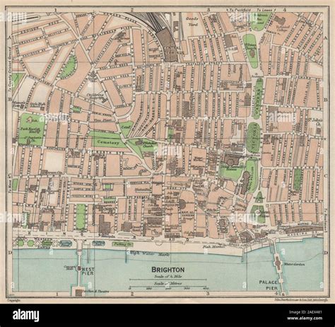 BRIGHTON. Vintage town city map plan. Sussex 1950 old vintage chart ...