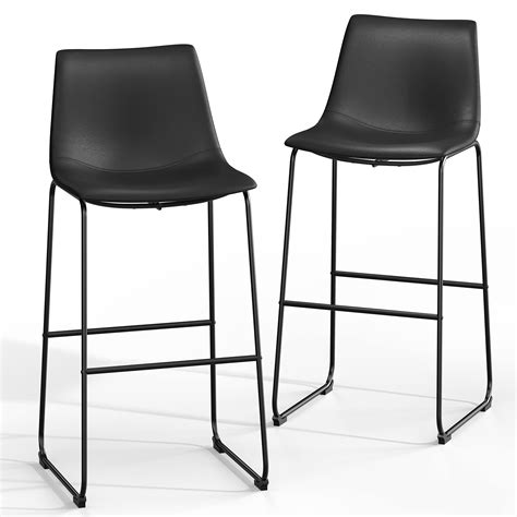 NicBex Retro Bar Stools Crazy-Horse Leather with Metal Legs Barstools ...