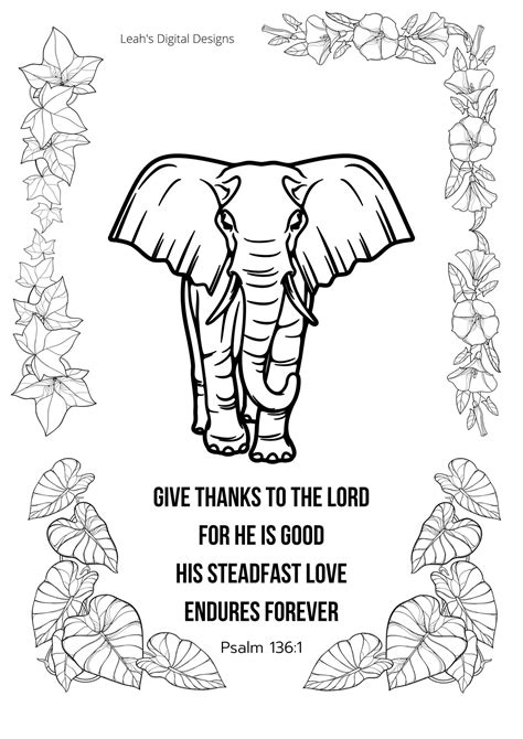 Coloring Page Psalm 136:1 Bible Verse - Etsy