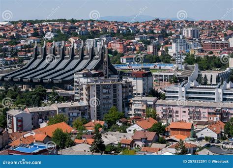 An Elevated Panoramic Cityscape of Pristina, Capital City of Kosovo ...