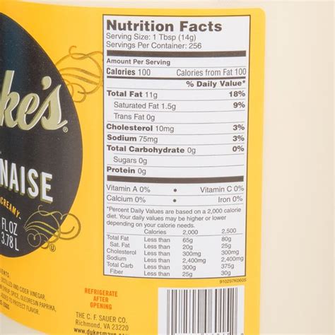 Mayonnaise Nutrition Label | Besto Blog