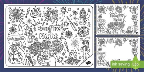 Let's Doodle About Bonfire Night Colouring Pages - Twinkl