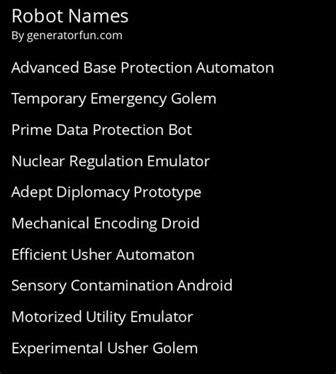 Robot Name Generator - Generate a Random Robot Name