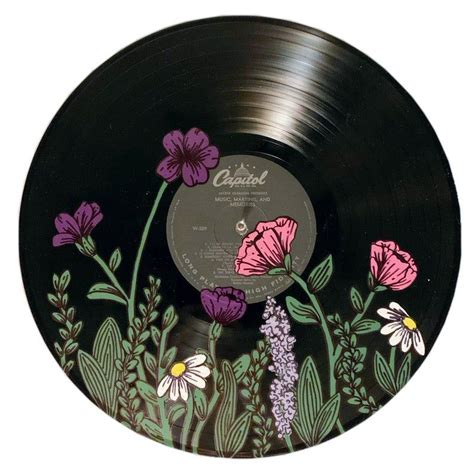 Wildflowers Painted Record - Hand painted vinyl records/wall decor/painted record/custom wall ...