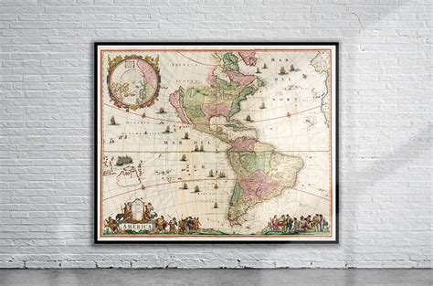 Vintage Map of America 1670