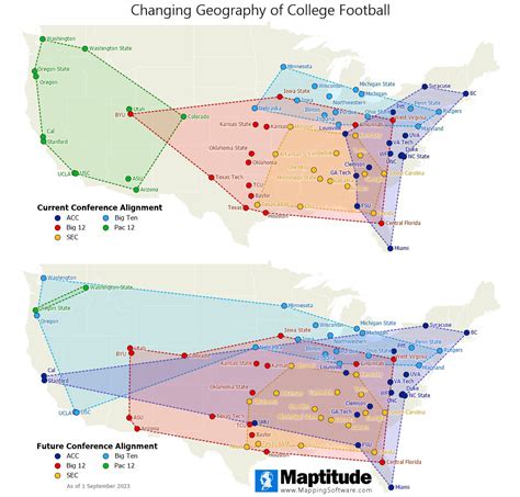 Maptitude Map: Changing Geography of College Football