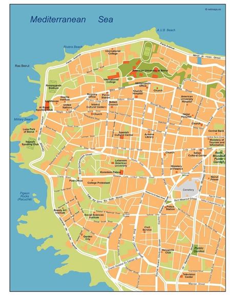 Beirut vector map. EPS Illustrator Vector Maps of Asia Cities | Order and download Beirut vector ...