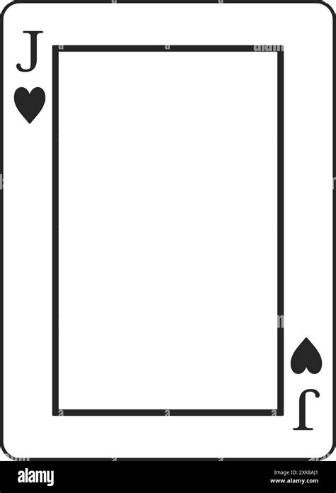 Jack of hearts playing card border or frame in black outline vector ...