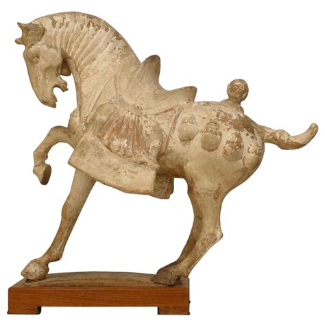 Cast Iron Chinese Tang Style Horse Sculpture on Stand at 1stDibs