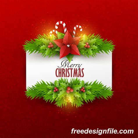 Red christmas background with xmas card design vector 03 free download