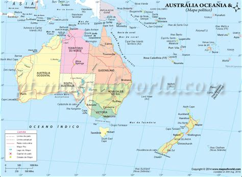 Austrália e Oceania Mapa , Mapa da Austrália e Oceania