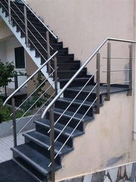 20+ Modern Stainless Steel Stair Railing Design Ideas | Escaleras exteriores, Barandales de ...