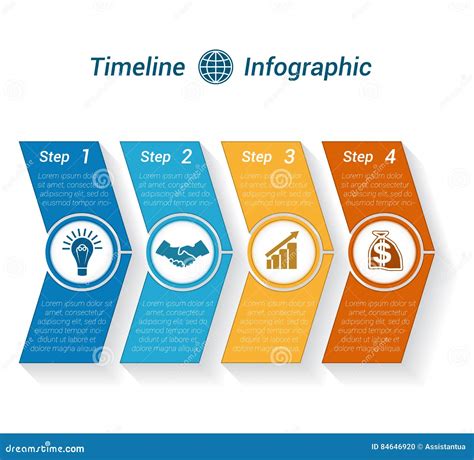 Template Timeline Infographic from Colour Arrows 4 Position Stock ...